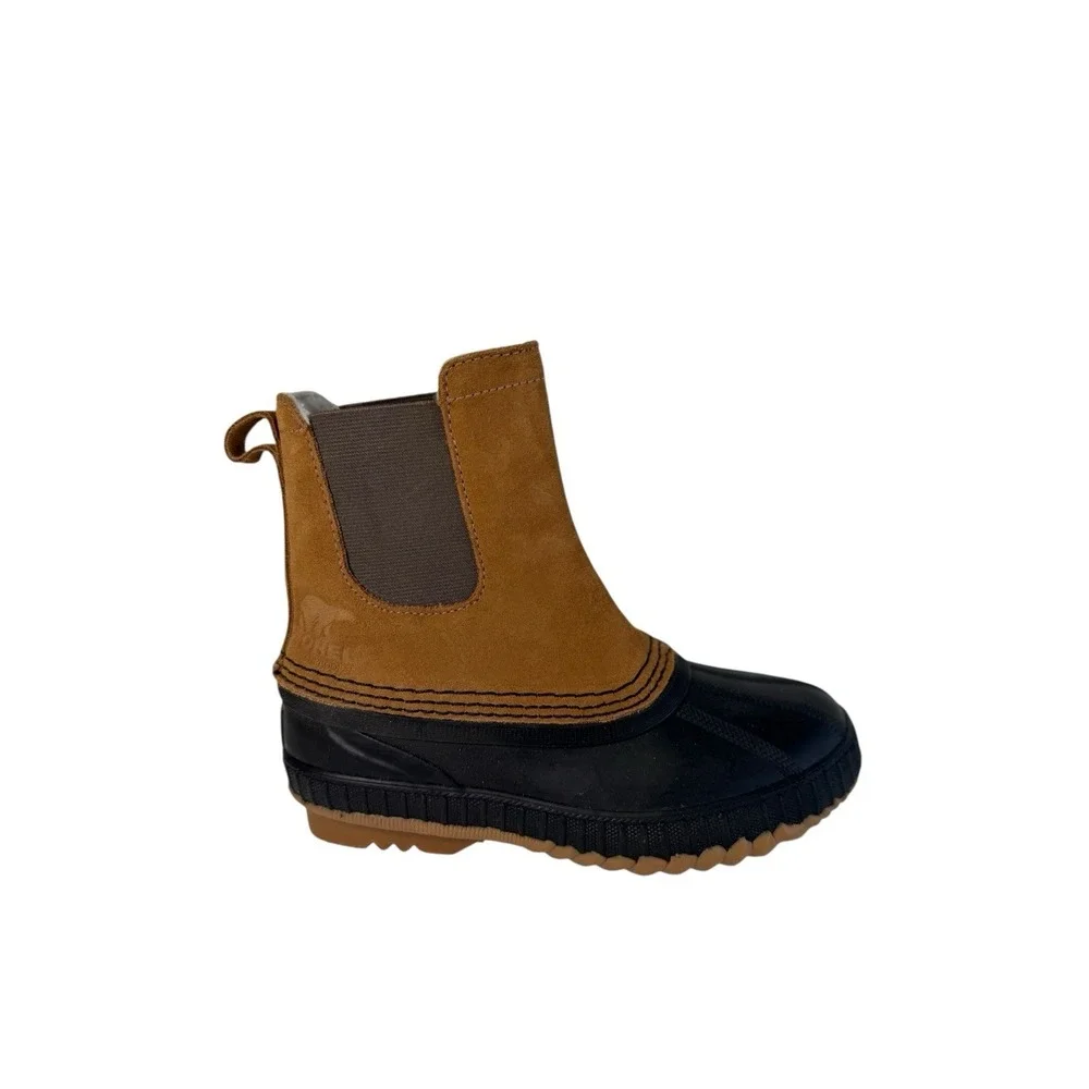 Sorel Ankle Suede Leather Waterproof Rubber SlipOn Duck Boots Youth Sz 1Y No Box